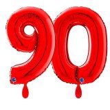 Ballongruß: Riesenzahl 90 - Rot - 75 cm