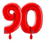 Ballongruß: Riesenzahl 90 - Rot - 75 cm