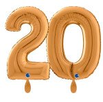 Ballongruß: Riesenzahl 20 - Gold - 75 cm
