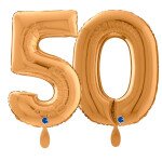 Ballongruß: Riesenzahl 50 - Gold - 75 cm