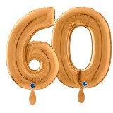 Ballongruß: Riesenzahl 60 - Gold - 75 cm