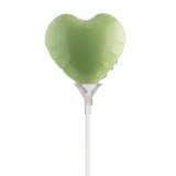 Mini-Folienballon auf Stab Herz Pistazie - 20 cm