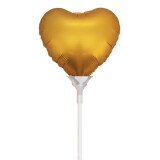 Mini-Folienballon auf Stab Herz Gold  - 20 cm