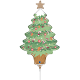 Mini-Folienballon auf Stab Tannenbaum - 30 cm