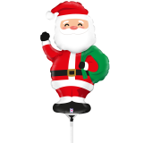 Mini-Folienballon auf Stab Weihnachtsmann - 35 cm