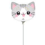 Mini-Folienballon auf Stab Katze - 20 cm