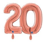 Ballongruß: Riesenzahl 20 - Rose Gold - 75 cm