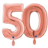 Ballongruß: Riesenzahl 50 - Rose Gold - 75 cm