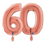 Ballongruß: Riesenzahl 60 - Rose Gold - 75 cm