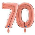 Ballongruß: Riesenzahl 70 - Rose Gold - 75 cm
