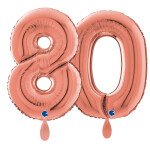 Ballongruß: Riesenzahl 80 - Rose Gold - 75 cm