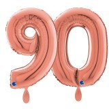 Ballongruß: Riesenzahl 90 - Rose Gold - 75 cm