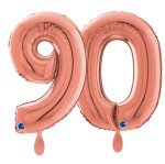 Ballongruß: Riesenzahl 90 - Rose Gold - 75 cm