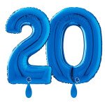 Ballongruß: Riesenzahl 20 - Blau - 75 cm