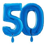 Ballongruß: Riesenzahl 50 - Blau - 75 cm