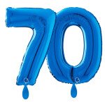 Ballongruß: Riesenzahl 70 -Blau - 75 cm