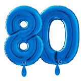 Ballongruß: Riesenzahl 80 - Blau - 75 cm