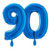 Ballongruß: Riesenzahl 90 - Blau - 75 cm