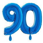 Ballongruß: Riesenzahl 90 - Blau - 75 cm