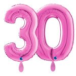 Ballongruß: Riesenzahl 30 - Pink - 75 cm
