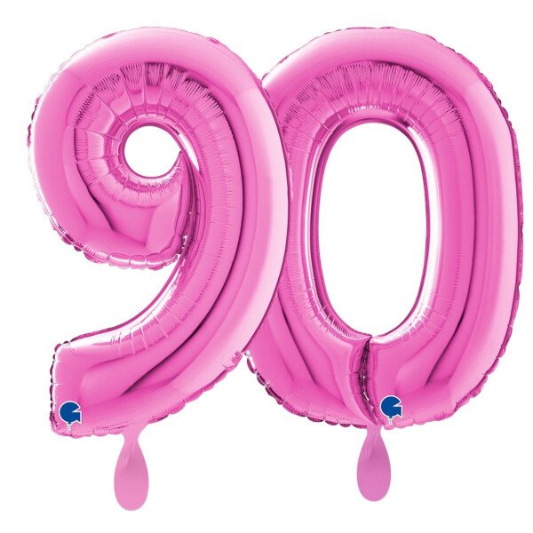 Ballongruß: Riesenzahl 90 - Pink - 75 cm