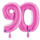 Ballongruß: Riesenzahl 90 - Pink - 75 cm