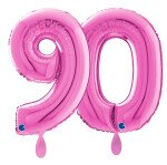 Ballongruß: Riesenzahl 90 - Pink - 75 cm