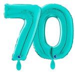 Ballongruß: Riesenzahl 70 - Türkis - 75 cm
