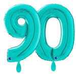 Ballongruß: Riesenzahl 90 - Türkis - 75 cm