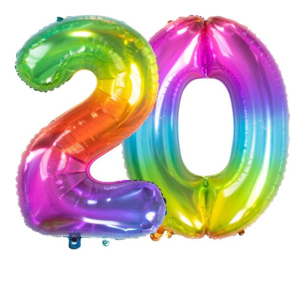 Ballongruß: Riesenzahl 20 - Bunt - 75 cm