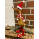 Geschenkgruß: Holzente Weihnachten - 25 cm