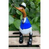 Geschenkgruß: Holzente Kapitän - 25 cm