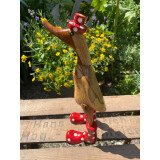 Geschenkgruß: Holzente Hut & Gummistiefel - Rot...