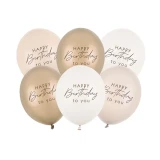 6 Ballons Happy Birthday to you - Beige-Mix - 30 cm