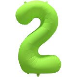 Folienballon Zahl 2 - Neon Grün - leuchtet bei...