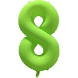 Folienballon Zahl 8 - Neon Grün - leuchtet bei...