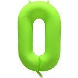 Folienballon Zahl 0 - Neon Grün - leuchtet bei...