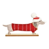 Aufsteller Dackel mit Pudelmütze & Mantel - 33 cm