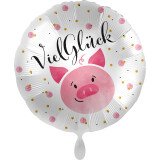 Ballongruß: Viel Glück Schweinchen - 35 cm
