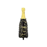 Folienballon Sektflasche Happy New Year - Schwarz Gold -...