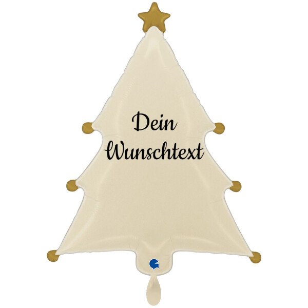 Ballongruß: Tannenbaum Creme - Personalisiert - 60 cm