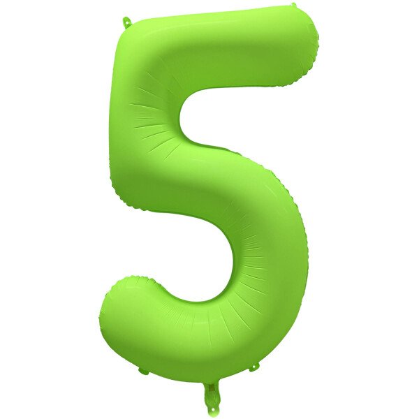 Ballongruß: Riesenzahl 5 - Neon Grün - 75 cm
