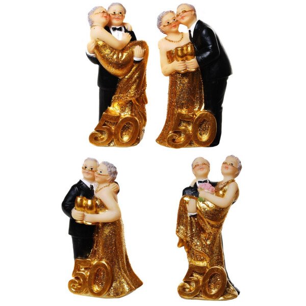Goldhochzeitspaar mit Zahl 50 - 8,5 cm - sortiert - 1 St.