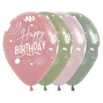 5 Ballons Happy Birthday - Retro Brush - 30 cm