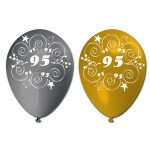 10 Zahlenballons 95 - Gold Silber - 30 cm