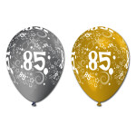 10 Zahlenballons 85 - Gold Silber - 30 cm