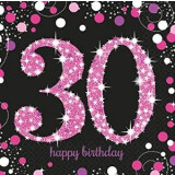 Servietten 30 - Schwarz Pink - 33 x 33 cm - 16 St.