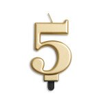 Zahlenkerze 5 - Gold - 7,5 cm