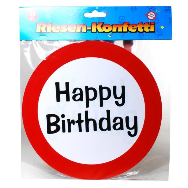 XXL Konfetti Happy Birthday - Verkehrsschild-  20 cm - 20 St.