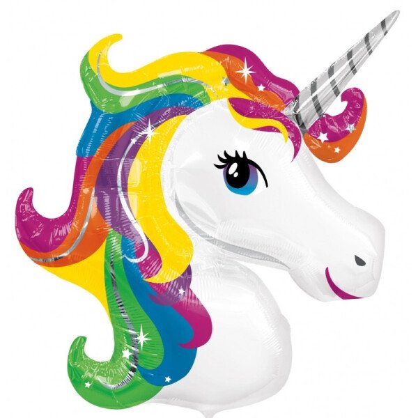 Folienballon Einhorn - Regenbogen, Kopf -  83 cm